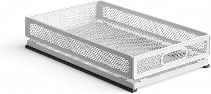 Pull-out Storage Basket Metal Frame Mesh Storage Basket Easy Access for Kitchen, Extended Model 50cm Long 35cm Wide With Slide Rail, Small