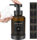 Luxspire Foaming Soap Dispenser, Glass Foam Pump Soap Dispenser, Non-Slip Hand Soap Bottle with 5 Waterproof Labels, 15 Oz Refillable Liquid Soap Bottle for Bathroom & Kitchen, Amber, 1 Pack