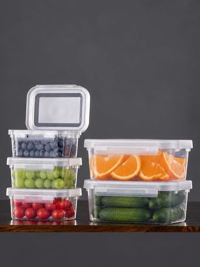 LivLab Mker 5 Sets Food Storage Containers with Lids - Reusable Meal Prep Containers Bpa-Free Freezer Lunch Boxes for Leftovers, Snack, Fruits, Salad (2 Large + 3 Small)