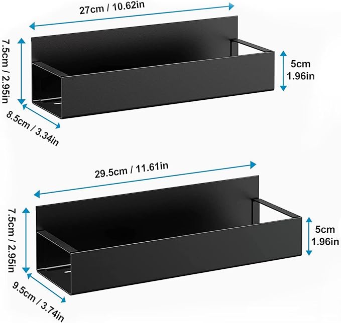 Metal 2 Pack Magnetic Spice Storage Rack Organizer for Refrigerator and Oven, Fridge Organizers and Storage Black