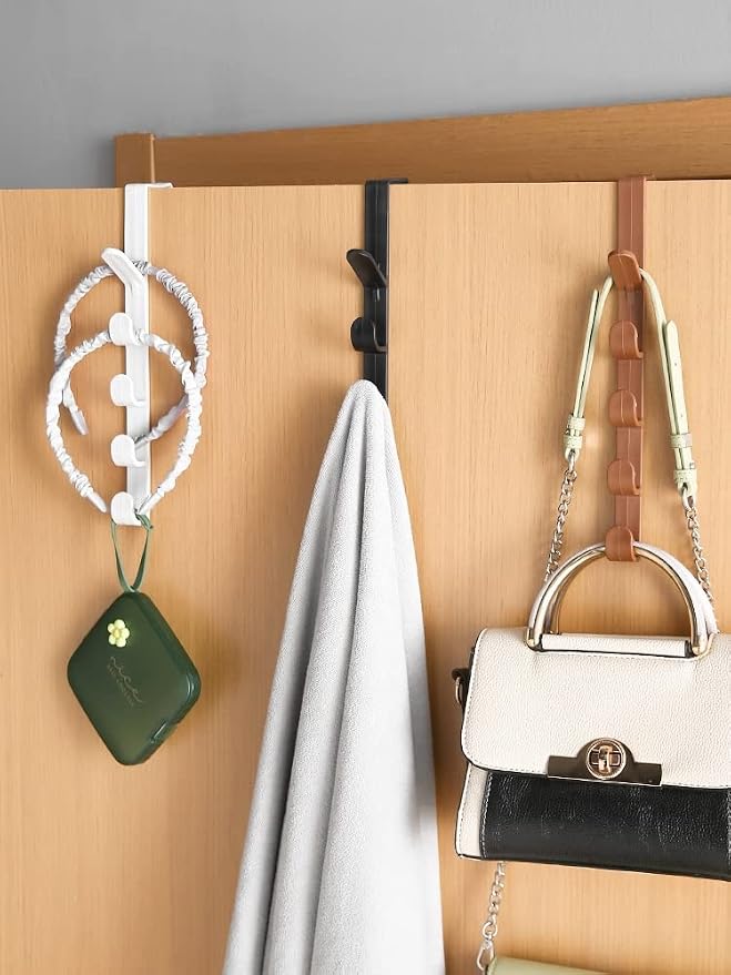 2Pcs Over The Door Hat Rack, 5 Layer Hanging Organizer Hooks for Closet | ABS door hanger rack for hats, bags, coats and towels, ideal for bedroom, bathroom and space saving storage