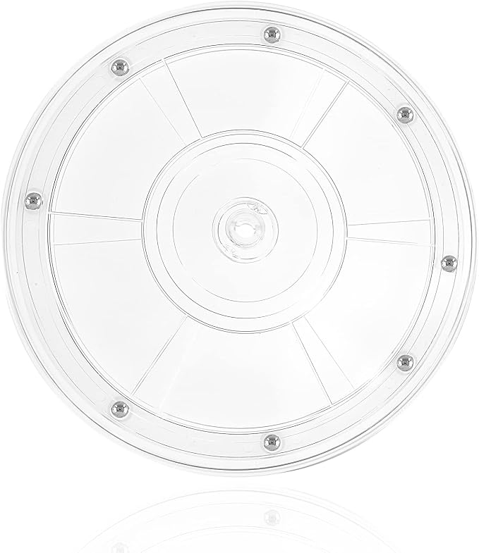 Jersvims 8 Inch Acrylic Turntable Platter, Transparent | Round Rotating Plate, For Kitchen Pantry Cabinet Organizer, Desk Rack Spice Organizer, Cake Cookie Decorating