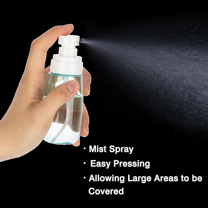 3 Pack 2.7oz/80ml Small Spray Bottle, Plastic Spray Bottles, Fine Mist Travel Spray Bottle for Hair and Face, with 9pcs Labels