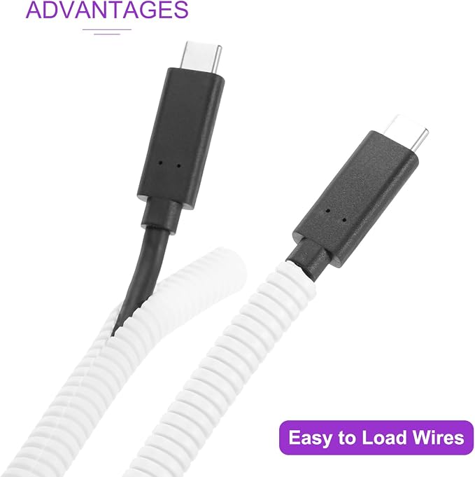 DMiotech 20ft Wire Loom Split Tubing 1/2 Inch(12.7 Mm) ID, Cord Protectors from Pet Flexible Conduit Cable Management for Office, Home, Garden, White