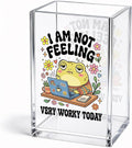 Funny I Am Not Feeling Very Worky Today Acrylic Pencil Holder Cup | Frog Print Gifts for Coworker Boss Friend, Sarcastic Office Decor Office Desk Organizer Accessories, Office Desk Accessories