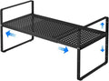 Expandable Kitchen Shelf Organizers, Kitchen Cabinet Organizer Stand Rack Organization for Countertop Cupborad Pantry Spice Rack, Black 1 Pack