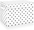 CaTaKu Large Fabric Storage Bins With Lids, White Polka Dot Storage Boxes With Handles for Organizing Clothes, Collapsible Storage Cube Bins Baskets for Shelves