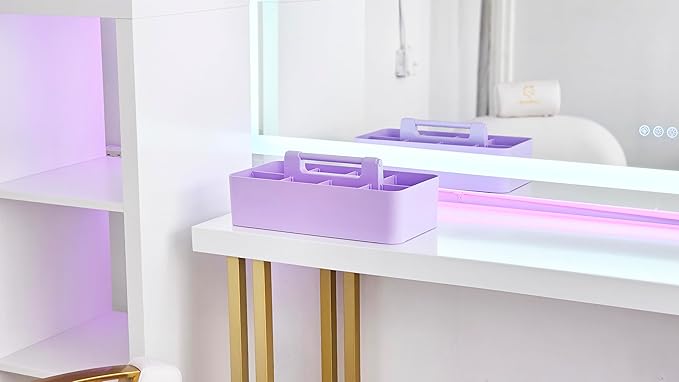 -Large Portable Caddy, DIY Dividers, 8 Compartments, School Office Supplies Home Business Basket with Handle Storage Modern Made in USA (6 PACK, Lavender)