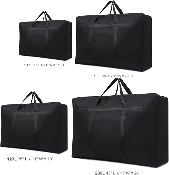 Multipurpose Extra Large Heavy Duty Storage Bags Duffle Bags for Space Saving Moving Storage (31Gal/120L, Black)