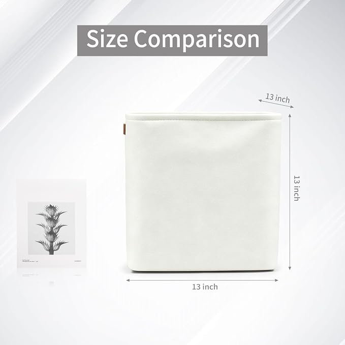 Bagnizer 13x13 Cube Storage Bins, Collapsible Fabric Storage Box, 4 Pack Closet Baskets with Handles for Organizing, Shelf, Toys, Clothes, Home, Office, Nursery (White)