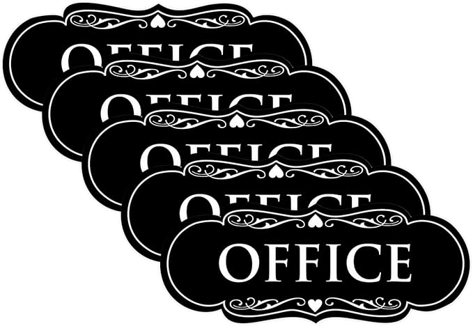 All Quality Designer Office Sign | Easy Installation - Black - Small (5 Pack)