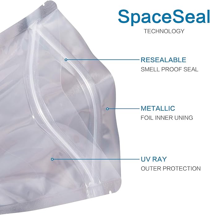 LZLPACKING 100 Pieces resealable Mylar Bags with Clear Front Window,Smell Proof Edible Packaging,Stand up Pouches Bags for Food Storage(5×8 Inch/12.7 x 20.3cm)