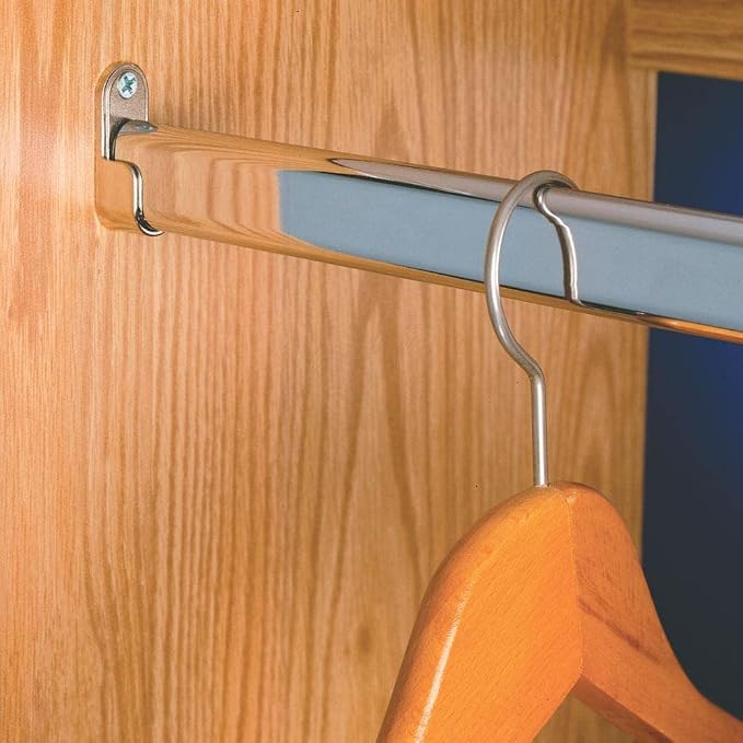 Outwater 30 Inch Steel Oval Closet Rod Kit, 9/16 Inch x 1-3/16 Inch Polished Chrome Heavy Duty Closet Hanging Rod with Metal Brackets, Wall Anchors and Screws, Pack of 4