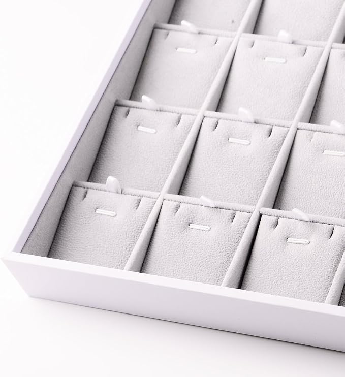 Oirlv Leather Pendant Display Tray White | Stacking Design, Suitable for Home Users or Store Owners Who Need to Display Goods. Suitable for Use Inside Drawers.