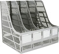 SAYEEC Sturdy Magazine Holder Organizer Desktop 4 Compartment File Holders Frames File Dividers Document Storage Rack Literature Organizer for Office Home School Gray