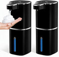 RYTOXILO Automatic Foaming Soap Dispenser Touchless, 2 Pack Black Auto Foam Soap Dispensers for Bathroom and Kitchen, 15 Fl Oz Plastic Electric Dish Foamy Dispensers Wall Mount with 1200 mAh Battery