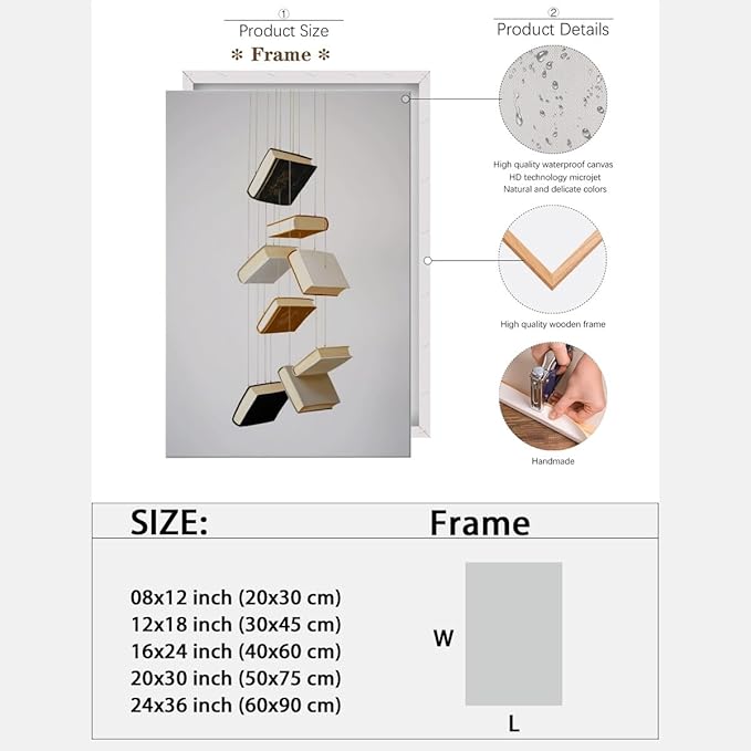 Minimalist Book Art Aesthetic Poster Canvas Wall Art Decoration Living Room Home Decor Bedroom Decoration Poster Framed12x18inch