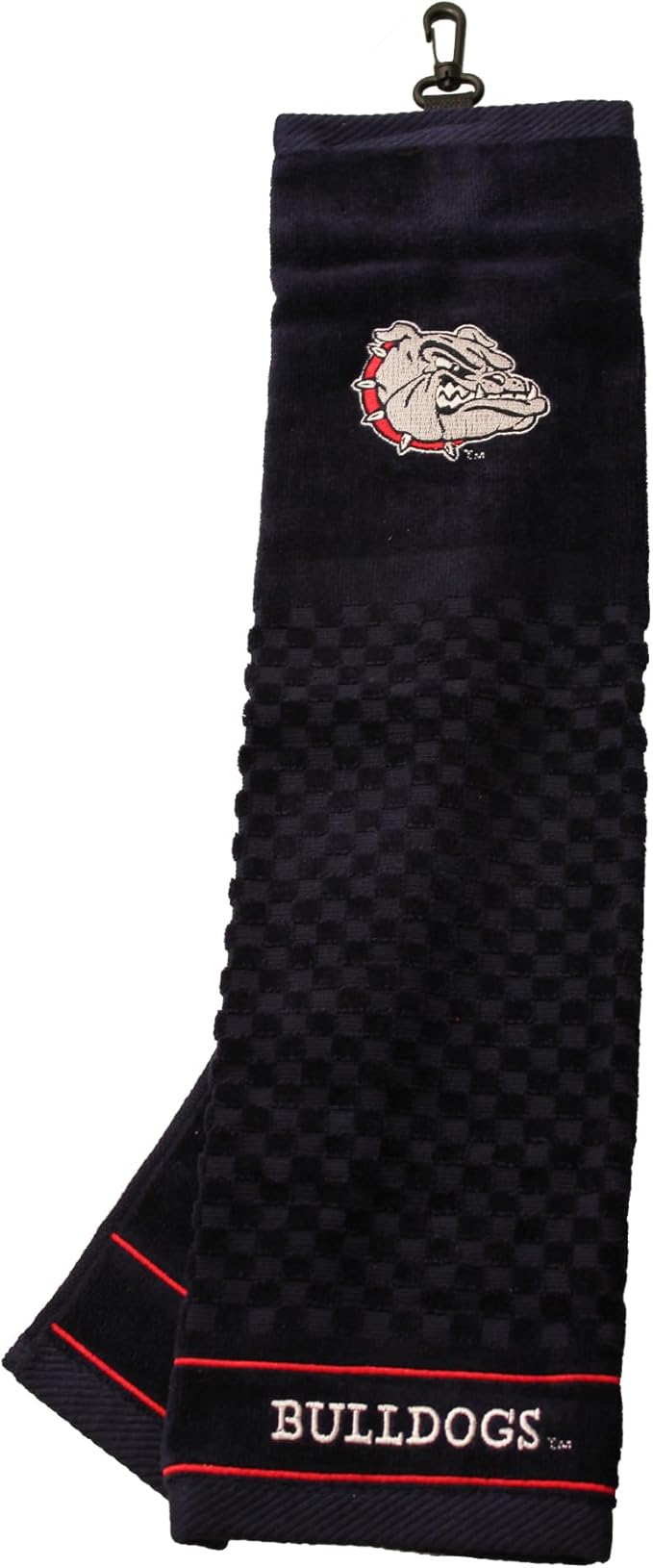 Team Golf NCAA Gonzaga Bulldogs Embroidered Golf Towel Embroidered Golf Towel, Checkered Scrubber Design, Embroidered Logo