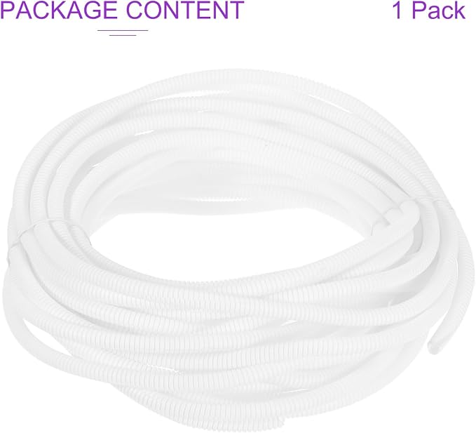DMiotech 50ft Wire Loom Split Tubing 1/4 Inch(6.5 Mm) ID, Cord Protectors from Pet Flexible Conduit Cable Management for Office, Home, Garden, White