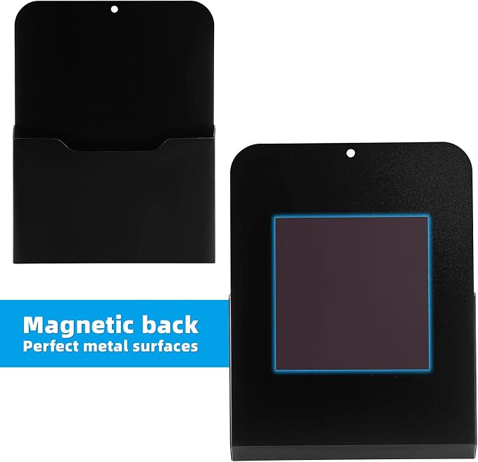 Marbrasse 2 Pack Magnetic File Holder - Paper Holder, Pocket Organizer,Hanging Wall File Organizer Office Supplies Storage, Magazine Mail Organizer Case for Notebooks,Planners,Letter (Black)