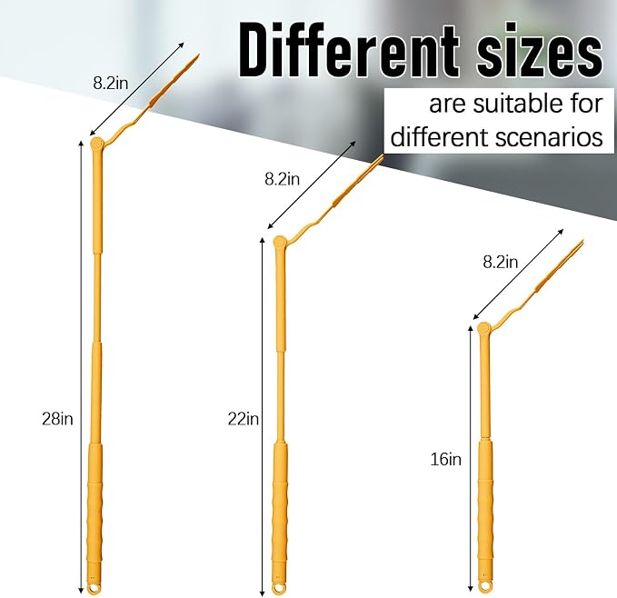 Colingmill 4 Pcs 3 ft Replacement Handles Compatible with Duster Refills, Long Extended Handle Only, Adjustable Length for Ceiling Fans, Blinds, Shelves, Windows, Foldable & Extendable (Yellow)