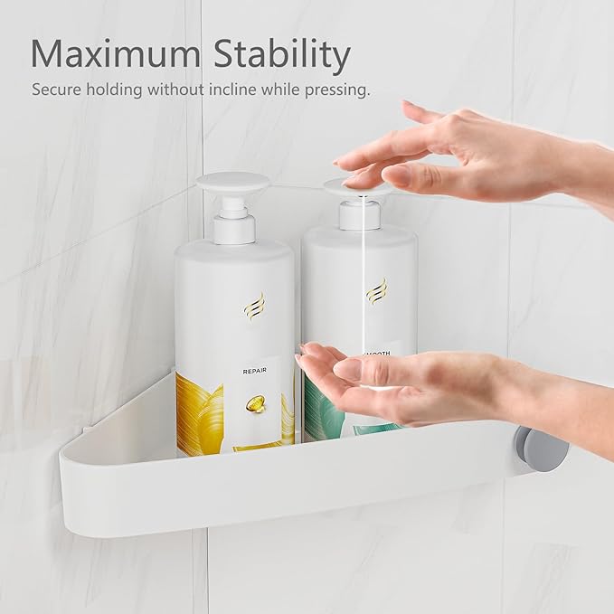 Sotfamily Plastic Shower Caddy Corner (for 90° Only), 4 Pack, White | Adhesive Corner Shower Shelves for Bathroom Organizers and Storage, Bathroom Decor