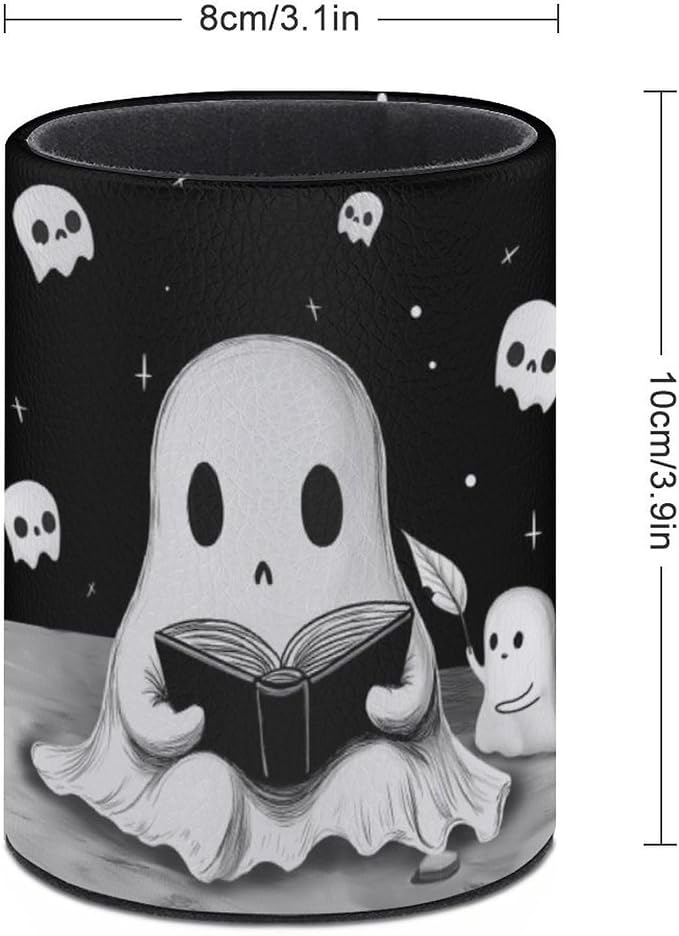 Cute Ghosts Pen Holder Pencil Cup for Desk Organizer | Cute Makeup Brush Holder PU Multifunctional Office Suppliesfor Decor Home Classroom School