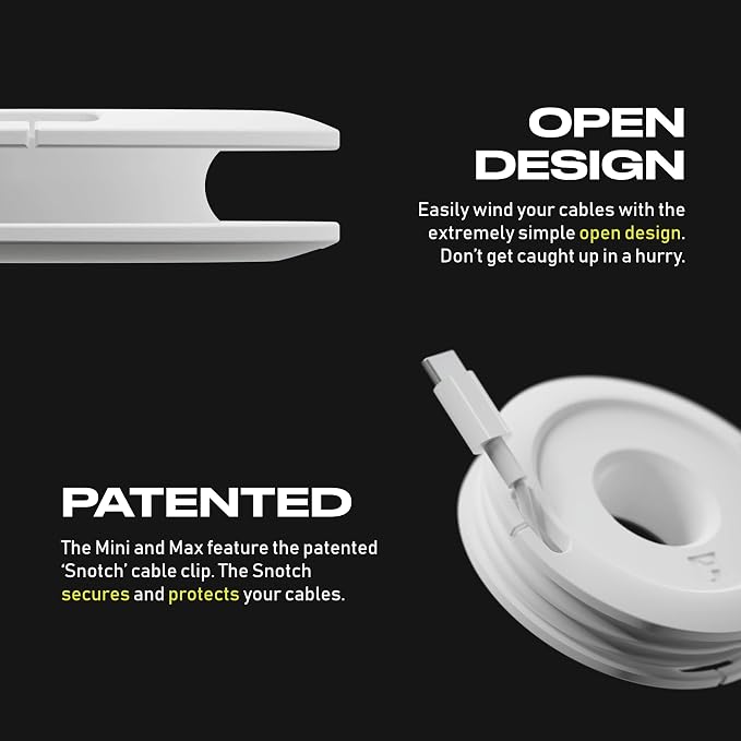 Side Winder Mini and Max Headphone, Earbud and Charging Cable Winder and Organizer Perfect for Wrapping Earbuds and Cords for Travel and Organization (Black, Mini)