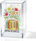 Human Resources Acrylic Cosmetic Pencil Holder Cup, Floral Books Pen Holder for Home Office Desk Accessories for HR Manager Director, Pen Organizer, Marker Holder, Funny HR Work Thank You Gifts