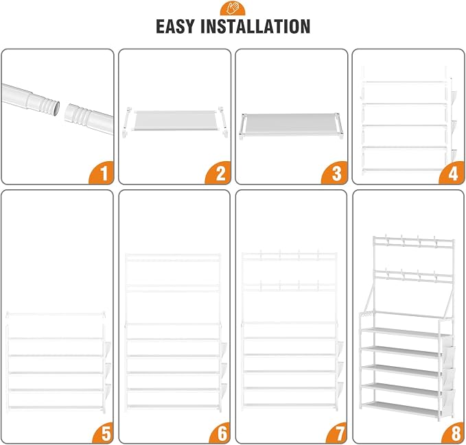OYREL Shoe Rack 5 Tier Shoe Racks Organizer 20-25 Pairs for Closet | Entrance Shoe Storage Shelf with Hooks and Side Pocket Entryway Shoe Holder Space Saving Free Standing Shoe Racks