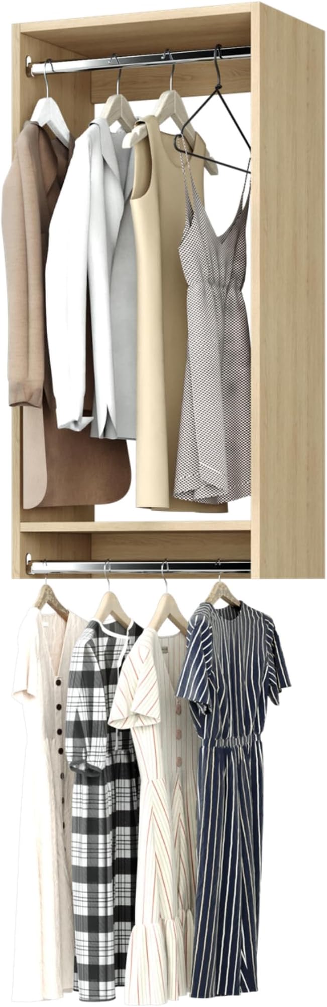 Modular Closets Vista Collection Double Hanging Wood Closet Organizer Unit (Oak, 33" Wide)