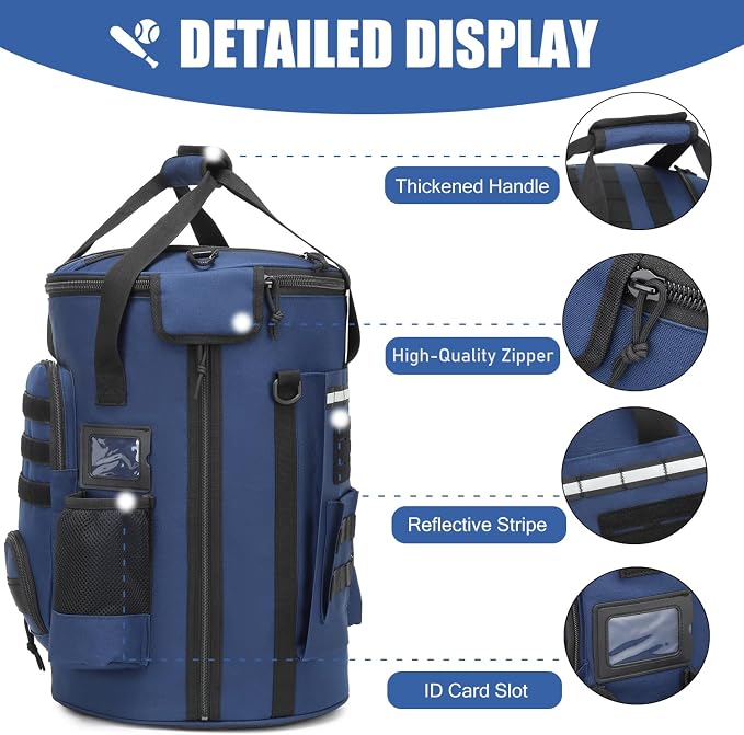 Baseball Bucket Bag 6 Gallon Multi Pockets Softball Coaching Equipment Bag | tactical Baseball Bucket Cover Organizer with padded Seat for Balls, Bat, Gloves, Scoreboards