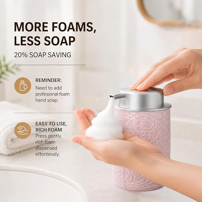 12OZ/350ML Ceramic Foaming Soap Dispenser Empty Hand Soap Dispenser Refillable Lotion Containers with Pump