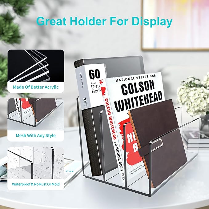 Boloyo Acrylic File Holder,1PC 3 Sections Clear File Organizer Mail Letter Sorter Desktop Folder Holder for Home Office School Envelope Bill Filling Paper Document