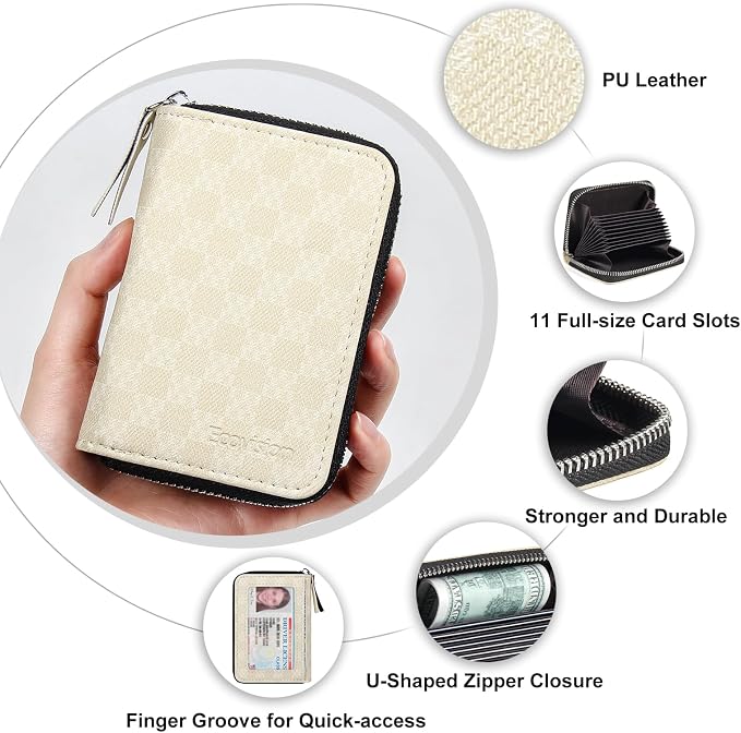 Credit Card Wallet, RFID Card Case Wallet, Zipper Card Cases Holder for Men Women, RFID Blocking, KeyChain Wallet, Compact Size Card Organizer Case for Women