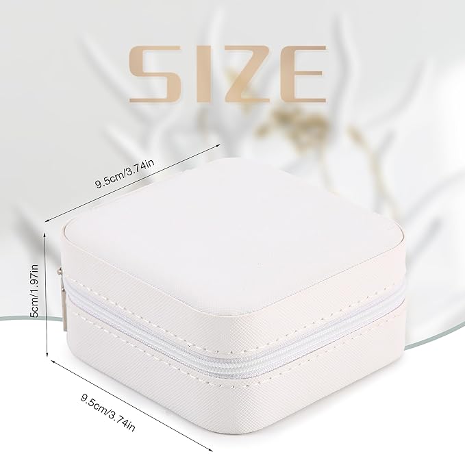 Neveika Jewelry Box with Mirror,Small Jewelry Organizer Box，Travel Jewelry Case for Women，Gift Jewelry Boxes for Female Girls (2pcs mirror white)