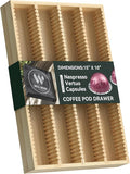 for Nespresso Vertuo Capsules Bamboo Coffee Pod Drawer Organizer | 15"Dx10"Wx1.5"H 40 Big or 52 Small Pods Holder for Counter