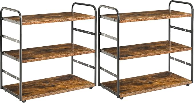 IBUYKE Kitchen Countertop Standing Storage Shelf,Set of 2,Brown TWJ001H-2 | 3-Tier Bathroom Counter Organizer Tray Countertop Storage Shelf Counter Standing Rack Cosmetic Holder