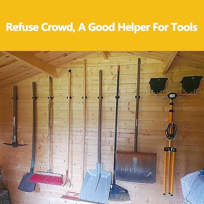 Verdenu 25 Pack Broom Holder Wall Mount, Mop and Broom Holder Wall Mount, Stainless Steel Command Mop Holder with Screws, Garden Tool Storage Organizer for Kitchen, Home, Bathroom, Garage, Black