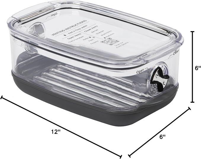 Progressive ProKeeper Stackable Produce ProKeeper Storage Container with Stay-Fresh Vent System (PKS-912 (1.2 qt Berry Keeper))