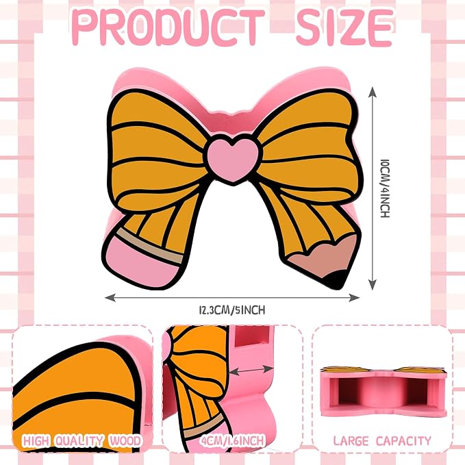 Tenceur Back to School Teacher Supplies Pencil Bow Pen Holder for Desk Large Capacity Pencil Holder Cute Desk Organizer for Classroom Office Makeup Brush Holders Christmas Decor Gift for Girls Women