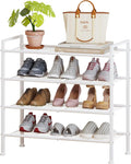 4-Tier Shoe Rack,Metal White Shoe Storage | Organizer Shelf for Closet,Entryway,Hallway,Dorm (White, 4 Tier)