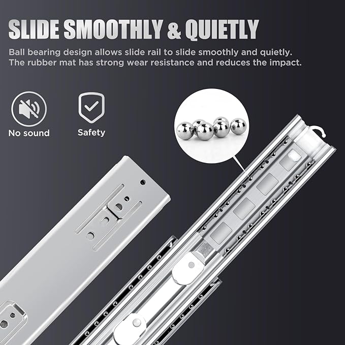 SLIDEWAY 200LBS Soft Close Heavy Duty Drawer Slides-28 Inch, Full Extension Heavy Duty Rail Runner Track, Ball Bearing Silent Glide Hardware for Cabinet, Tool Box, RV, Truck