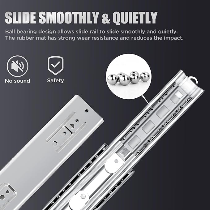 SLIDEWAY 200 Lbs Heavy Duty Drawer Slides 1 Pair 8 10 12 14 16 18 20 22 30 32 40 Inch Full Extension Ball Bearing Sliding Rails Cabinet Runners Tracks Tool Box Glides-10