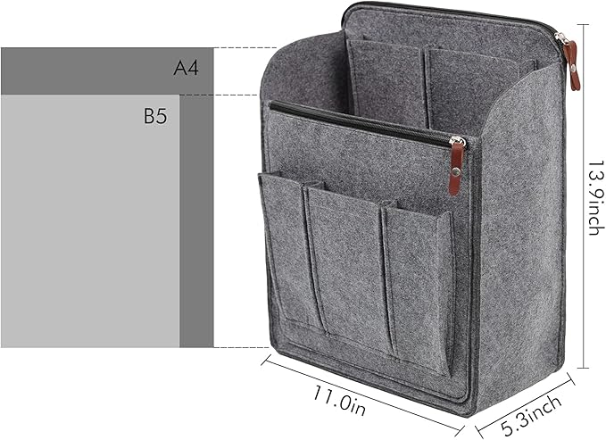 Surblue Felt Backpack Organizer Insert for Travel Rucksack and Daypack, Bag Insert Liner Pocket with Zipper, Large Capacity Divider Foldable Shoulder Bag Organizer for Men and Women, (Grey, XL)