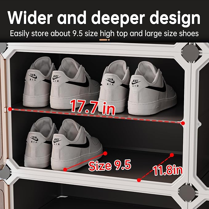 MAGINELS Shoe Rack,Expandable Shoe Cabinet Easy to Assemble. Shoe Storage with Door,Entryway, Closets, Hallway, and Bedroom.Accommodates Up to 32 Pairs of Shoes.