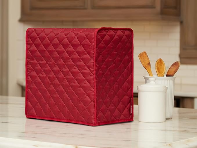 Covermates Keepsakes Air Fryer Cover – Quilted Deep Fryer Appliance Protector for Kitchen Counter Storage – Dust & Stain Resistant – Washable Slip-On Design, Red