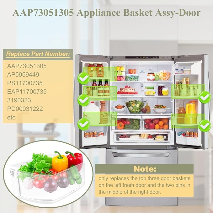 AAP73051305, AP5959449 Door Shelf Bin Compatible with kenmore Refrigerator(some models,not all): LFCS22520S, LFC22770ST, LFC22770SW, LFC22770SB etc, Replacement Door Basket PS11700735, EAP11700735