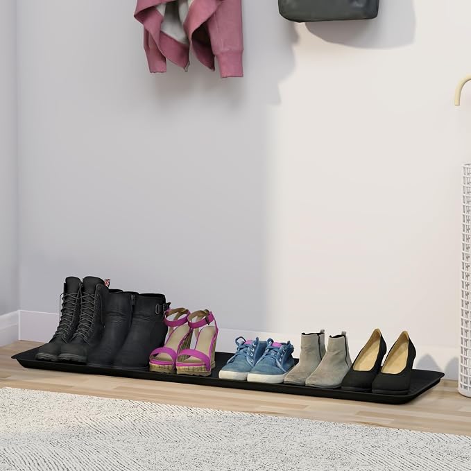 Matace 1 Pack Rubber Extra Large Shoe Tray for Entryway,Long Boot Tray,Slim Boot Mat for Indoor and Outdoor Use,16x55 in, Rectangular (Pack of 1)