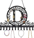 Personalized Wall Mounted Metal Initial Letter D Earring Holder Jewelry Organizer for Earrings and Necklaces Space Saving Wall Display with Hooks Jewelry Storage Bedroom Vanity Gift for Women